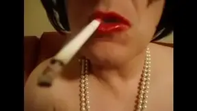 Nikki Seductively Smokes and Shows Off Her Sexy Lipstick in CD Fetish Scene