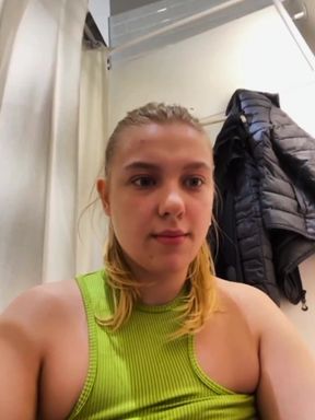 Fingering and Pussy Masturbating in a Fitting Room