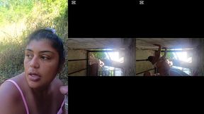 me follo a mi vecina al aire libre en casa abandonada