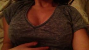 Kinky amateur sexpot flashed and played with her perfect big boobies