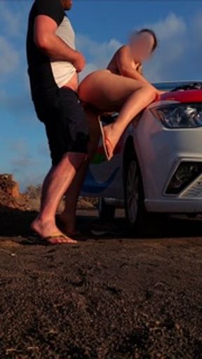 Pretty amateur Fucked on the car hood by the neighbor