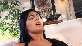 Pierced babe with black hair enjoys bouncing on his big dick