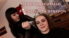 Head Shaved Bald and Fucked with Strapon - with Lita Lecherous and Jane Judge in this salon haircut fantasy with a sexy barber shaving long hair in a black cape, neck closeups and a blowjob during the headshave, and a razor shave and oiling to smooth bald