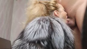 electro shock toy, fur coat, face fuck ,cum