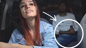 Passenger seducing the driver with a hidden touch!
