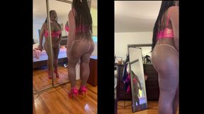 Black Babe Danae in Sexy Hot Pants & Skimpy Top - Part 2 Strips & Shoots Her Load!