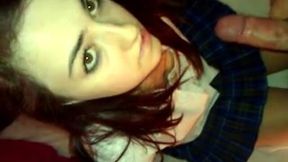 Shy and modest college girl is ready to suck my dick