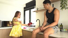 My stepsister catches me looking at him in the shower and we end up having hot sex