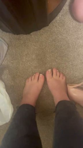 Sissy Slut worships my massive pink heels and toes