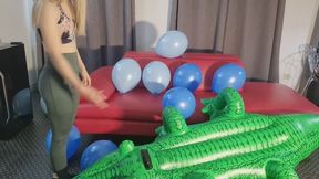 Lina Roselina Stomps And Bounces Inflatable Alligator