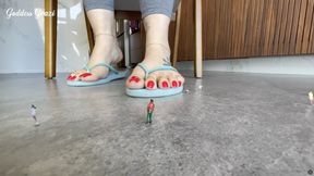Goddess Grazi stepping on the tiny ones without realizing it