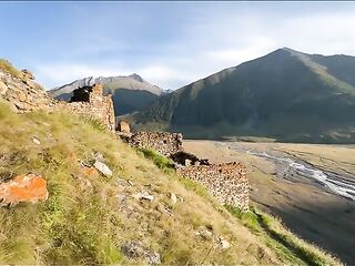 Sporty guy has a quick masturbation after exploring ruins