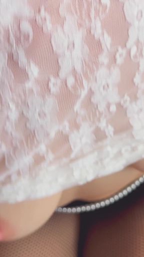She Wore Sexy Fishnet Tights and Masturbated. Eva Myst Solo Pussy Play.