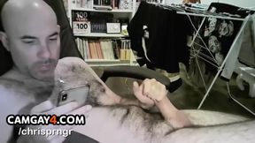 Hairy Mature Man Shaking His Penis On Webcam