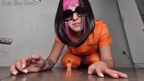 Sexy Giantess Big ass Prisoner has a Tiny prisoner as Foot and Ass Slave until VORE