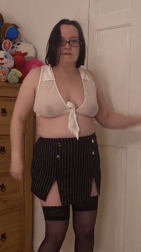 Secretary in Miniskirt Striptease