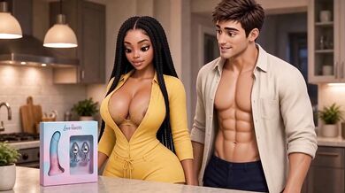Wrong Package Right Neighbor Bombarded By Dildo Delivery Ebony Interracial Kitchen Sex