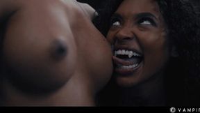 Wild cunt fingering with immobilised lesbian