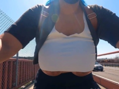 outdoor bridge cycling exposed tits