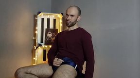 Hairy Gay Model Striptease and Cum in the Vintage Studio - LouiFerdi
