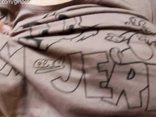 Touching and Playing with Stepsister's Large Tits untill Hard Teats