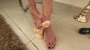 Foot Job with dildo. Dildo cumming on my feet!