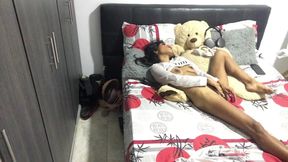 I masturbate in my boyfriend's room until I orgasm.