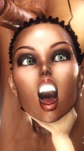 Secrets of area 51. 3D dickgirl androids plays with a sexy ebony in the lab