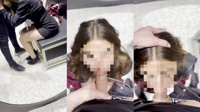 Salesgirl Gushing Blowjob In Public Fitting Room Almost Got Caught