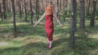 Playful Redhead Pissing in Forest and Showing her Big Boobs