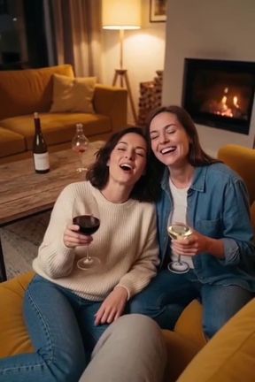 Friends celebrating with wine
