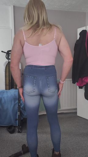 Crossdresser's ass in jeggins