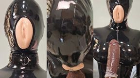 Pussy mask rubberdoll blows dildo