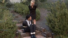 Ex Boss Is Bound Outside In His Expensive Suit By The Very Angry Kayden Kross!