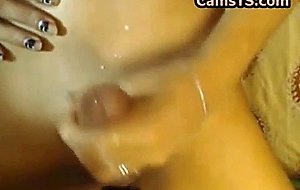 Huge tits shemale jerking her cock