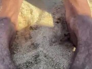 big feet on the sand