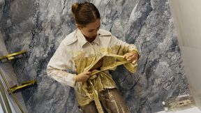 Eggs, flour and oil! Ripping baggy outfit completely!