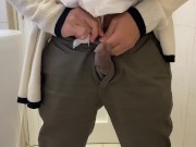 Pissing with his very nice thighs and sexy trim bush and a yummy Asian cock