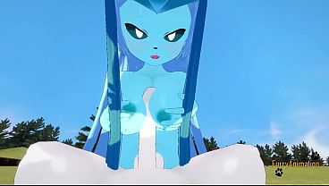 Pokemon Hentai Furry Yiff 3D - POV Glaceon boobjob and fucked with creampie by Cinderace