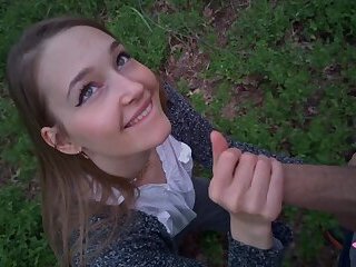 Powerful cumshot all over the face of a sexy nymphomaniac in the forest &lpar;part 2&rpar;