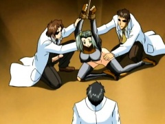 Tied up hentai babe gets double penetrated