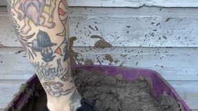 Mary Janes and pleated skirt in mud