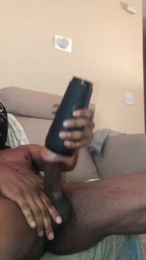 (WITH SOUND) BBC big dick monster cock teen moans and big cumshot with fleshlight sex toy