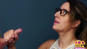 Cute CFNM glasses babe deepthraoting guy