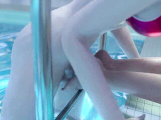 3D Futanari Sex in Pool - Horny girl really wants to bring the dickgirl to orgasm
