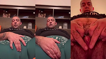 Trans man rubs wet pussy and plays with tiny dick to cum hard