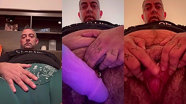 Trans man rubs wet pussy and plays with tiny dick to cum hard