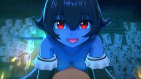 Cute Blue Demon Takes Your Cock for a Ride