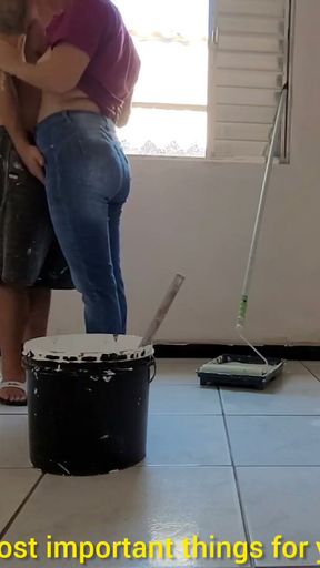 Married housewife cheats on her husband with a painter with a big dick   Clip 2