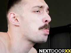 NextDoorXXX.com - Homosexual with mustaches receives raw cock in his hairy ass in a wild ride